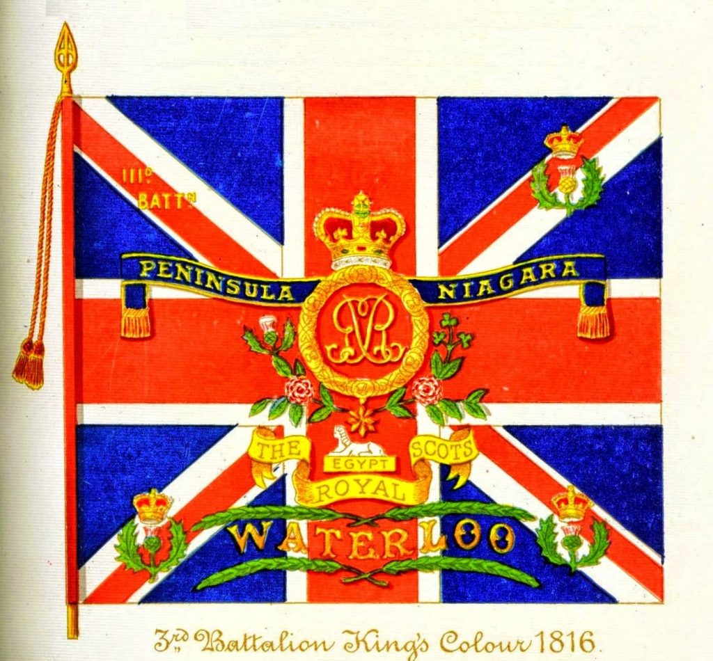 The Royal Scots 3rd Battalion Waterloo Regimental colours flag